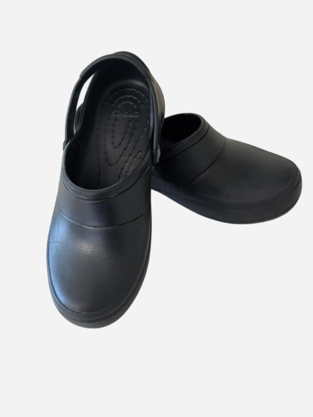 CROCS Women's Black Slip-On Work Clogs with Heel Strap Size 7